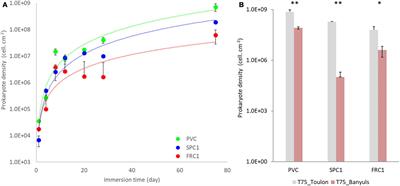 Surface Characteristics Together With Environmental Conditions Shape Marine Biofilm Dynamics in Coastal NW Mediterranean Locations